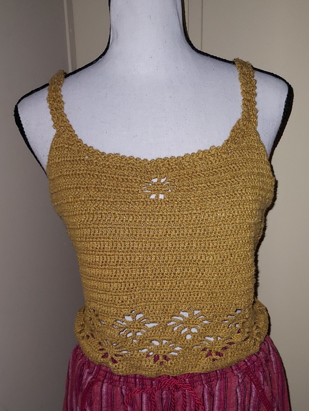 American Eagle Outfitters Mustard Crochet Camisole Top